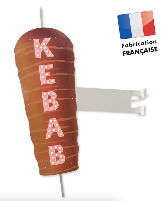 Drapeau ''kebab'' de dimensions 255x60cm avec kit complet mât