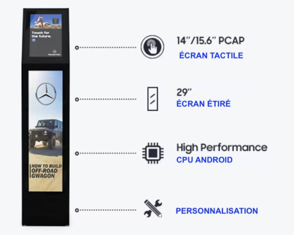 information technique concernant le totem kiosk tactile